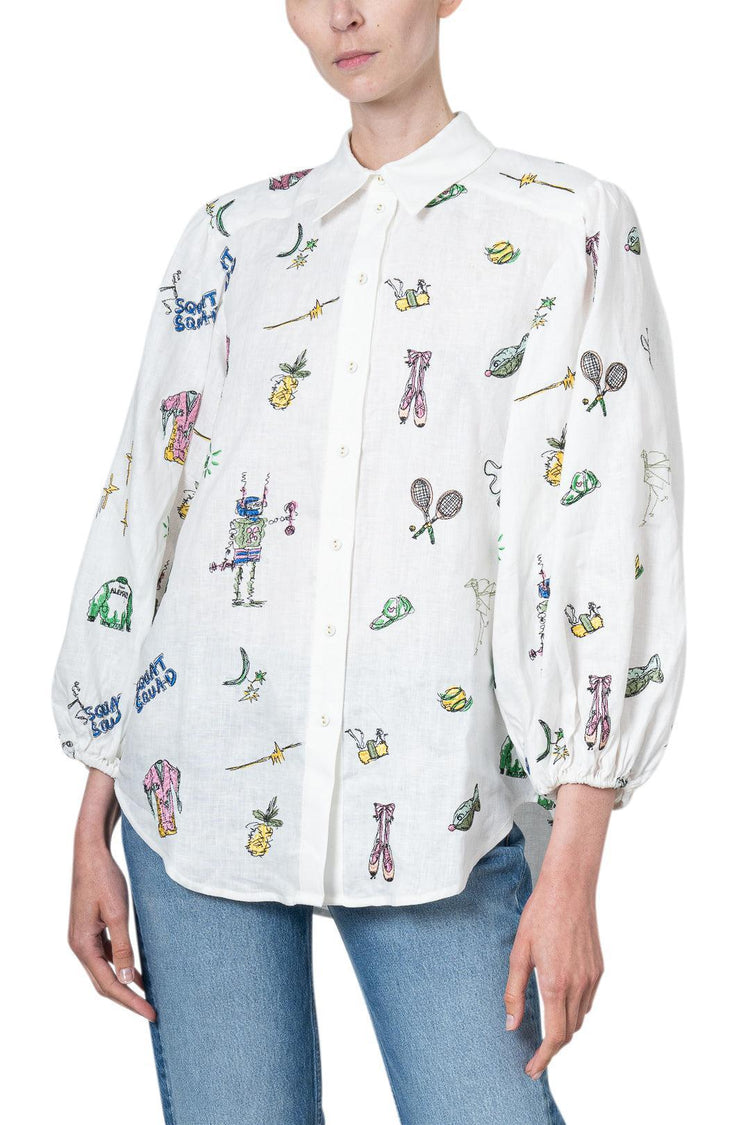Alemais-Play Embroidered Shirt-dgallerystore