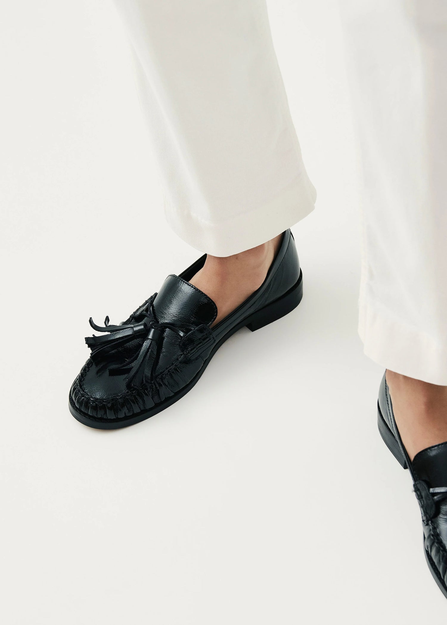 Alohas-Marietta Patent Black Leather Loafers-dgallerystore
