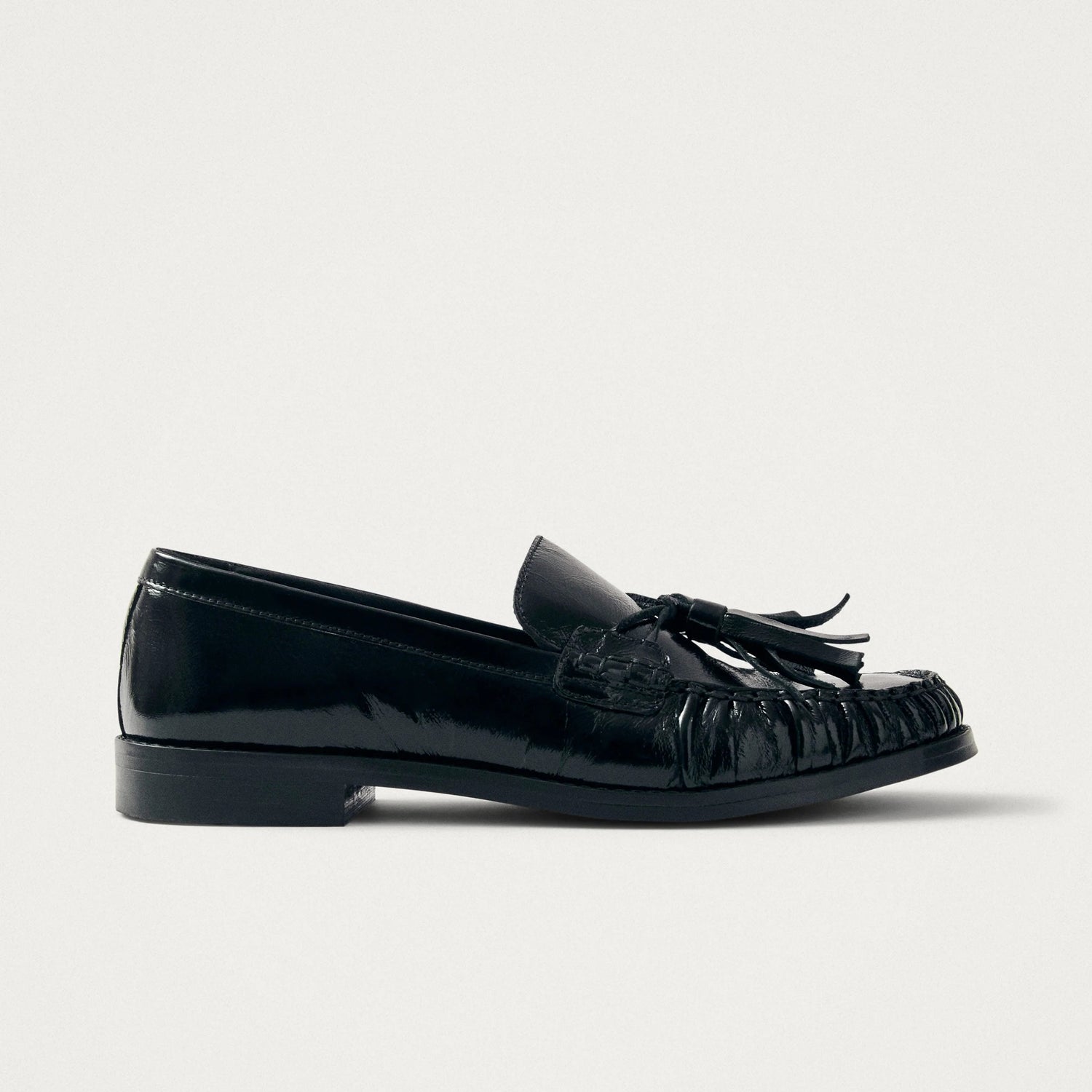 Alohas-Marietta Patent Black Leather Loafers-dgallerystore