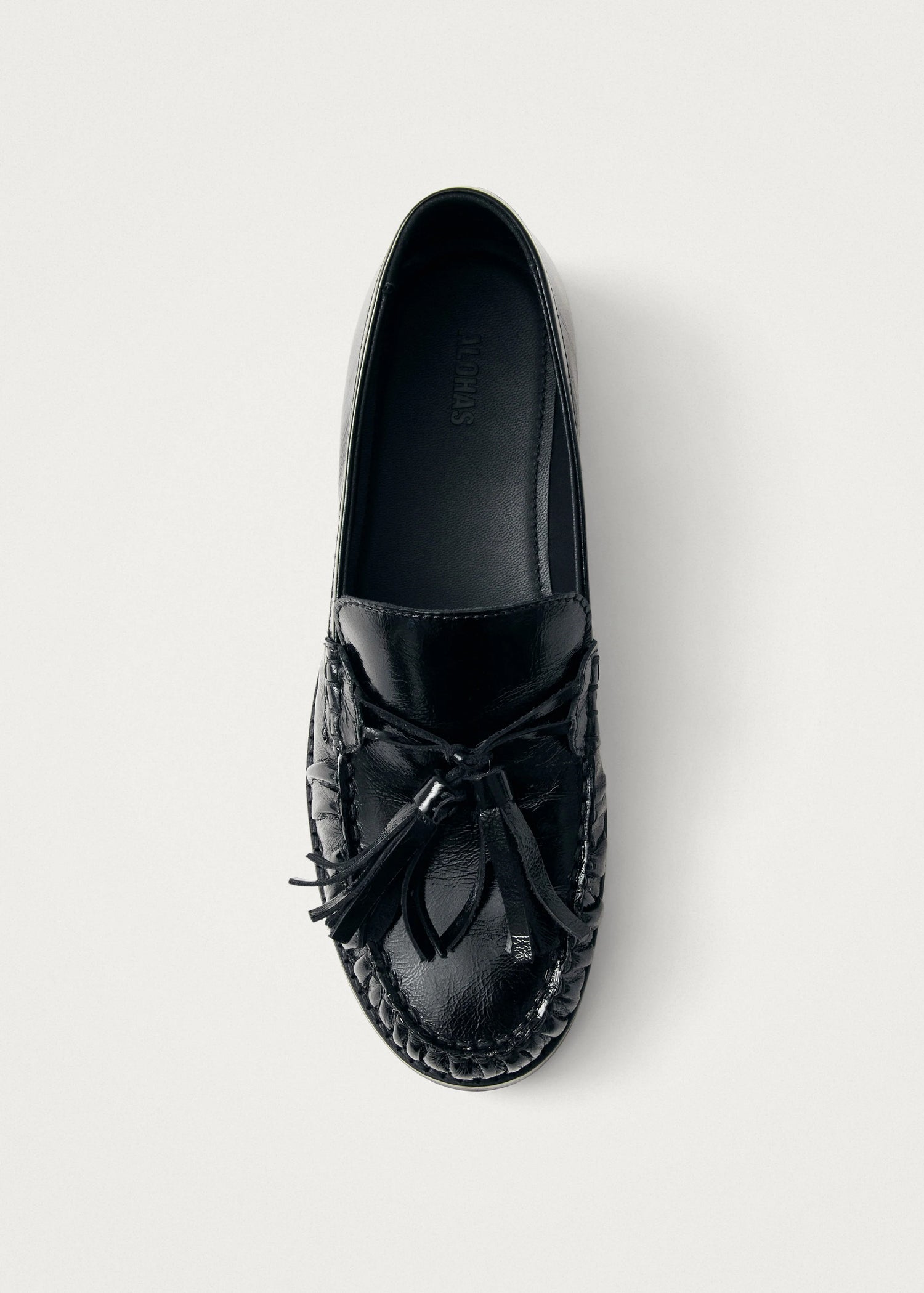 Alohas-Marietta Patent Black Leather Loafers-dgallerystore