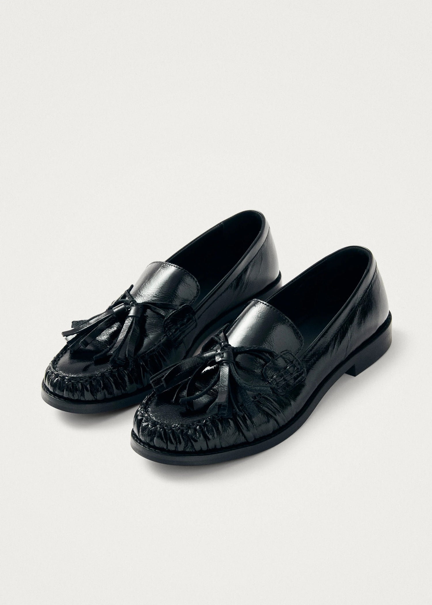 Alohas-Marietta Patent Black Leather Loafers-dgallerystore