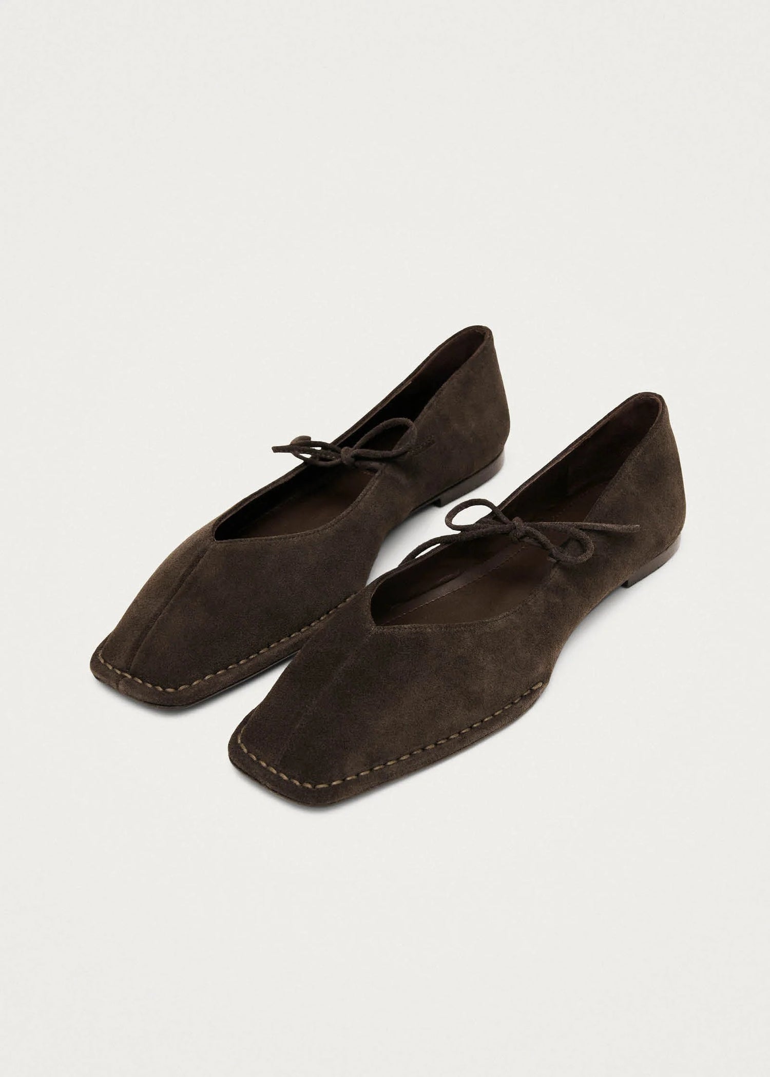 Alohas-Sway Suede Coffee Brown Leather Ballet Flats-dgallerystore