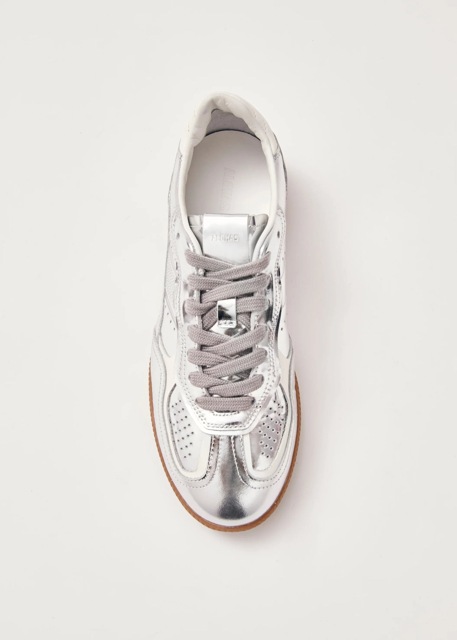 Alohas-Tb.490 Rife Shimmer Silver Cream Leather Sneakers-dgallerystore
