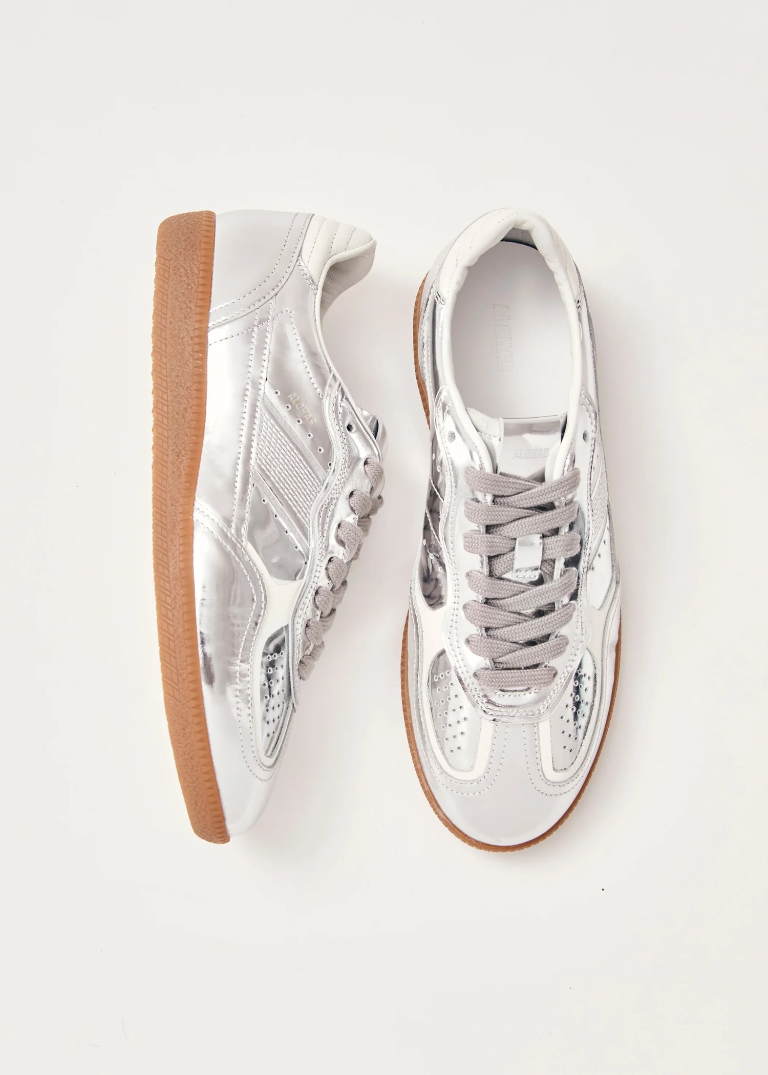 Alohas-Tb.490 Rife Shimmer Silver Cream Leather Sneakers-dgallerystore