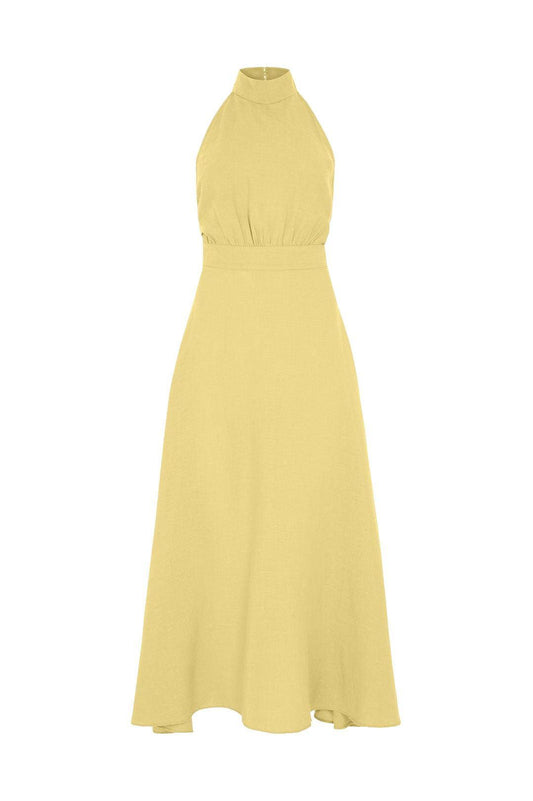 Arkitaip-Isi halterneck dress in yellow-dgallerystore