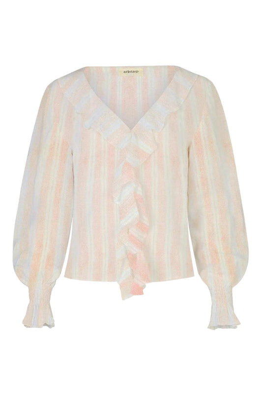 Arkitaip-The ophelia ruffled shirt in striped rose-dgallerystore