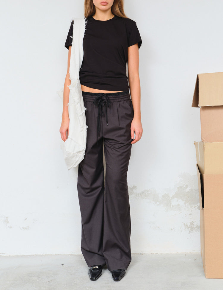 Designers Remix-Steven Drawstring Contrast Pants Dark Grey Melange-dgallerystore