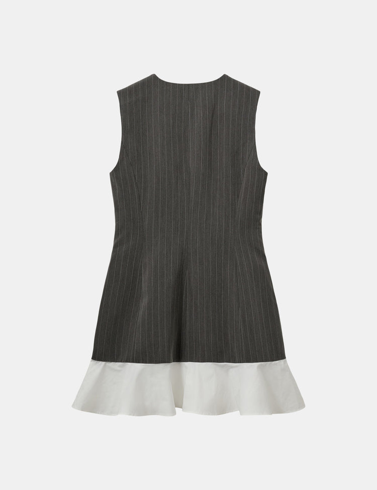 Designers Remix-Steven Short Dress Grey/White Pinstripes-dgallerystore
