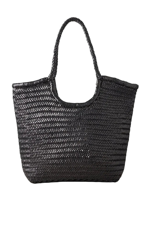 Dragon Diffusion-Ns diagonal triple jump black woven leather bag handmade-dgallerystore