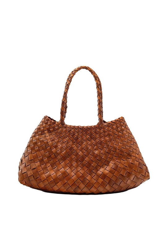 Dragon Diffusion-Santa croce big tan woven leather bag handmade-dgallerystore