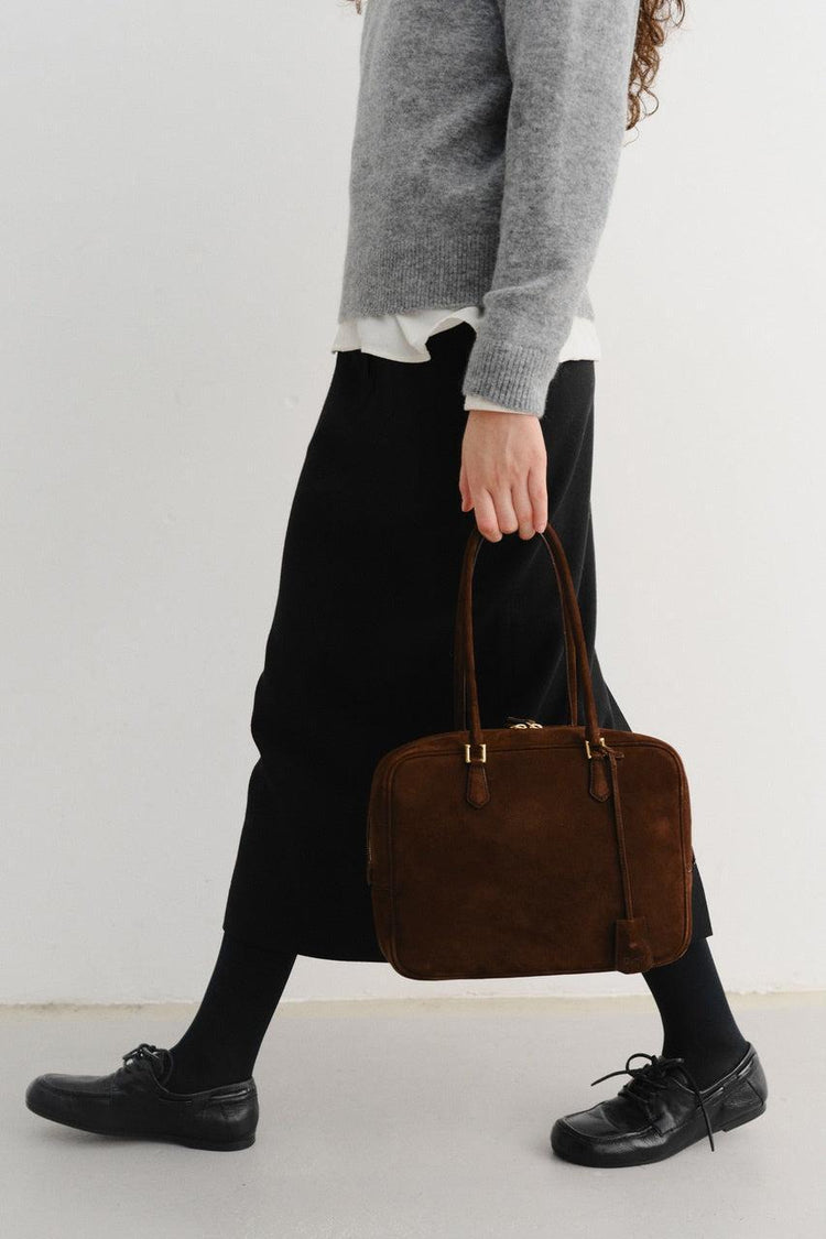 Dunst-Classic 28 suede bag deep brown-dgallerystore