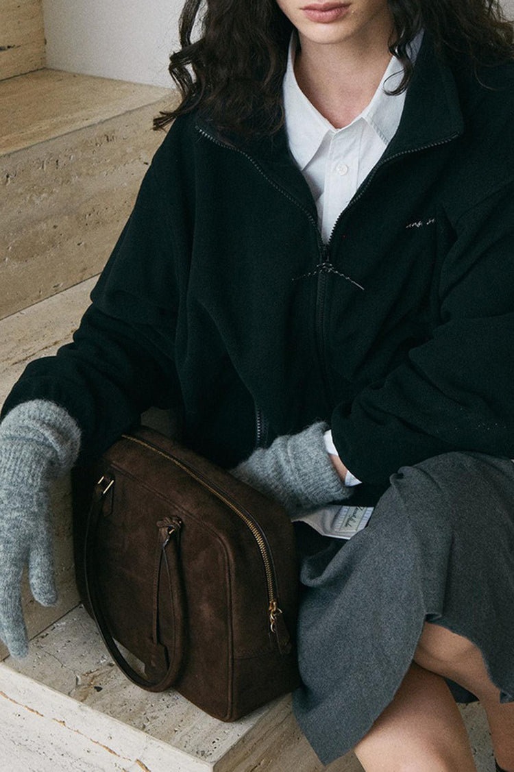 Dunst-Classic 28 suede bag deep brown-dgallerystore