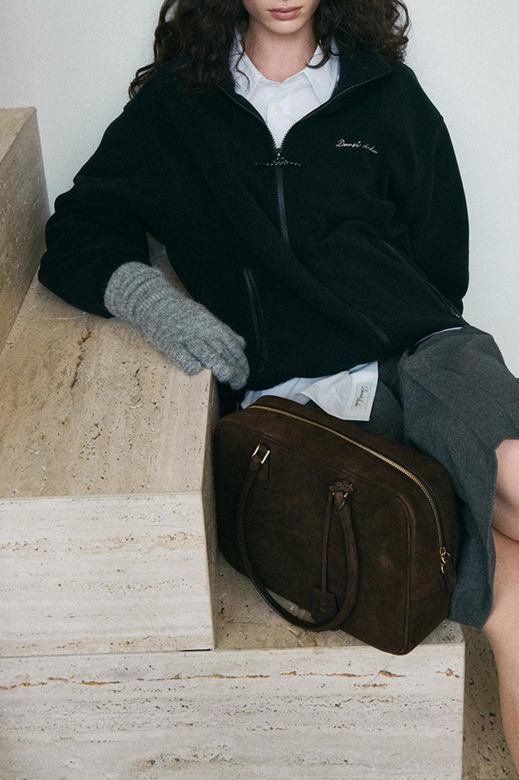 Dunst-Classic 28 suede bag deep brown-dgallerystore