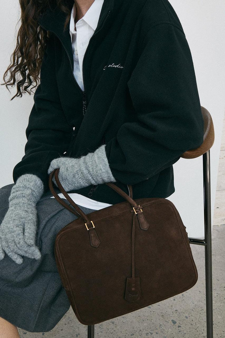 Dunst-Classic 28 suede bag deep brown-dgallerystore