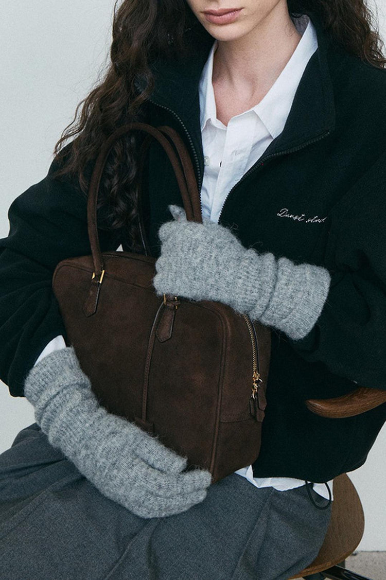 Dunst-Classic 28 suede bag deep brown-dgallerystore