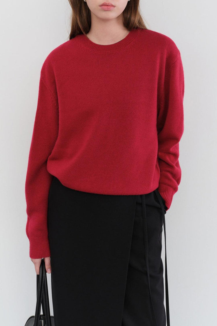 Dunst-Unisex cashmere crewneck sweater red-dgallerystore