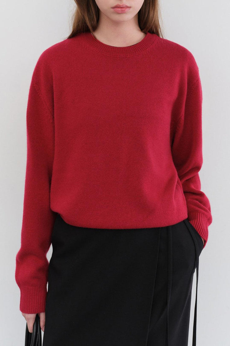 Dunst-Unisex cashmere crewneck sweater red-dgallerystore