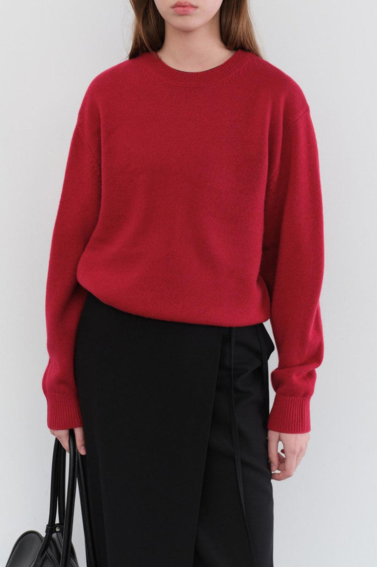 Dunst-Unisex cashmere crewneck sweater red-dgallerystore