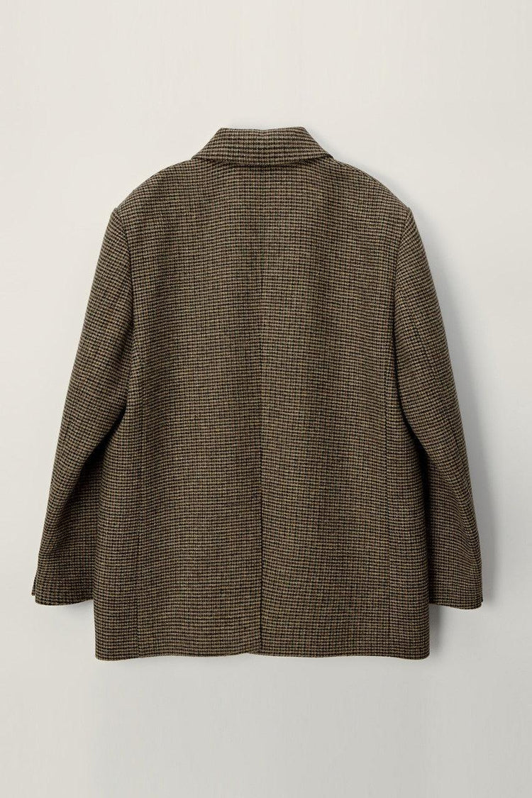 Dunst-Unisex classic 2 button wool blazer brown check-dgallerystore