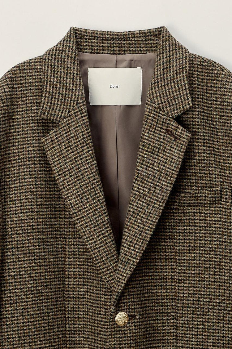 Dunst-Unisex classic 2 button wool blazer brown check-dgallerystore