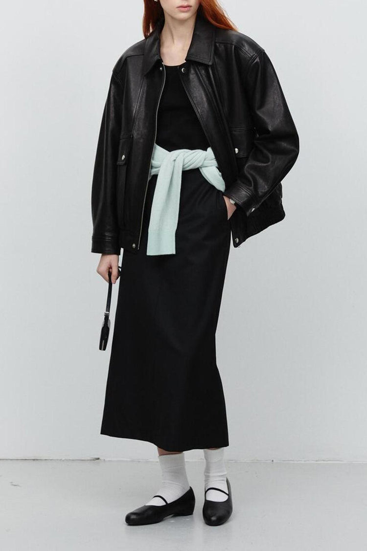 Dunst-Unisex oversized vintage leather blouson black-dgallerystore