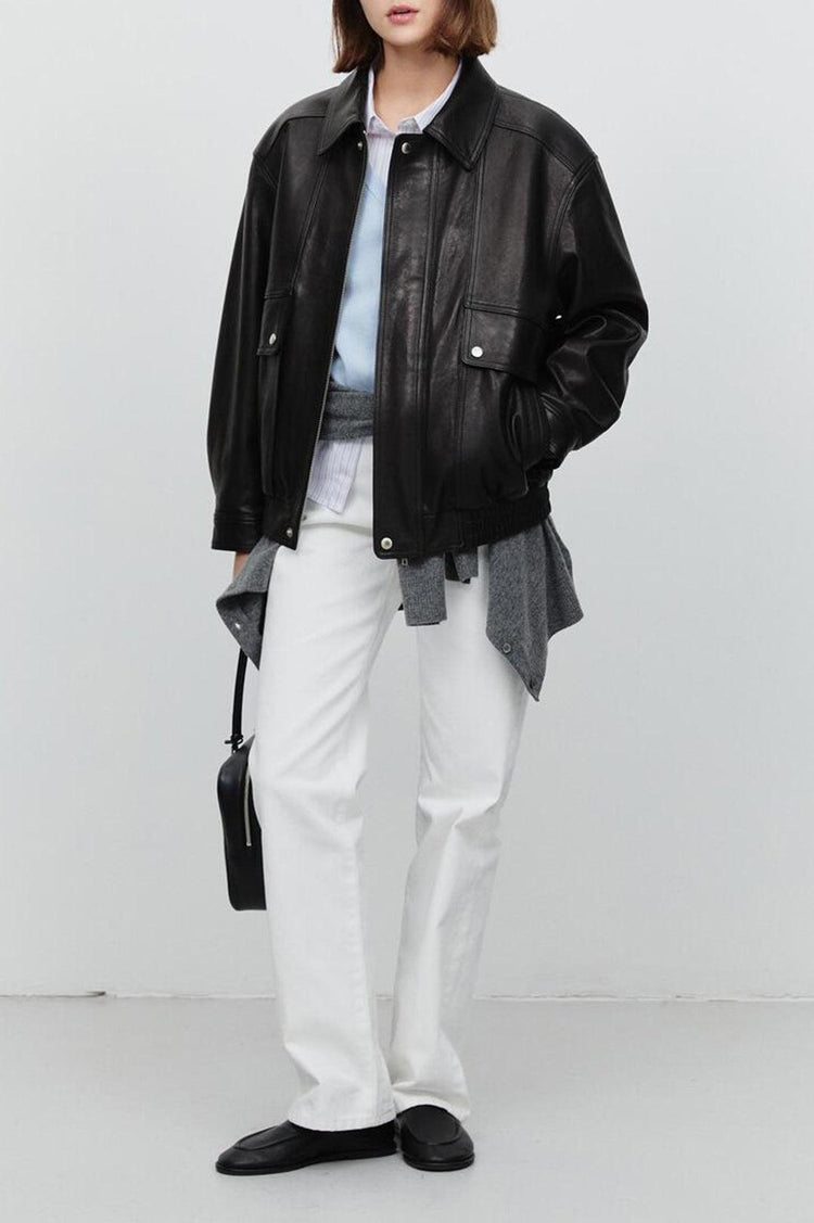 Dunst-Unisex oversized vintage leather blouson black-dgallerystore