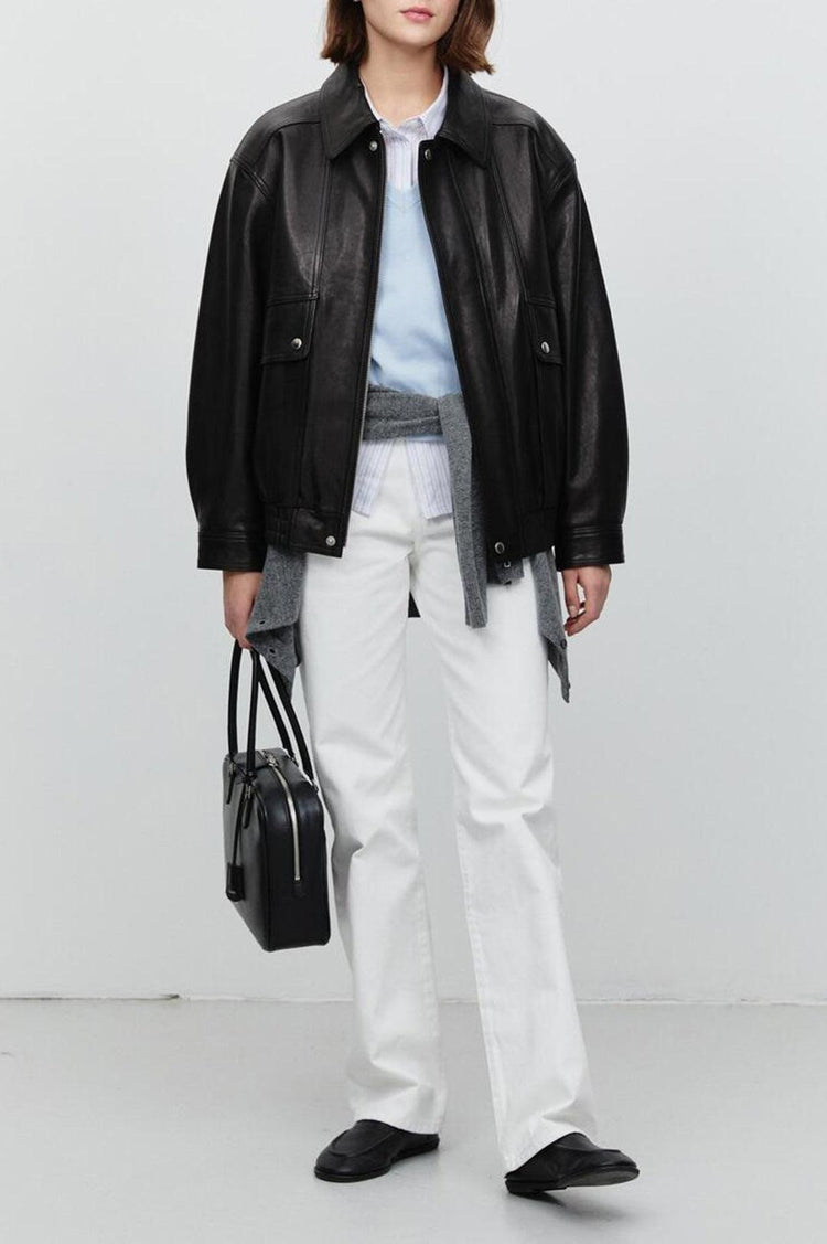 Dunst-Unisex oversized vintage leather blouson black-dgallerystore