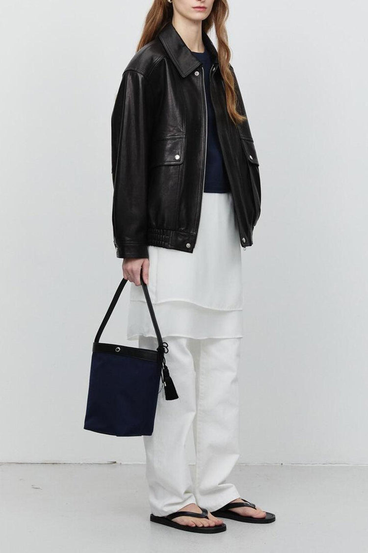 Dunst-Unisex oversized vintage leather blouson black-dgallerystore