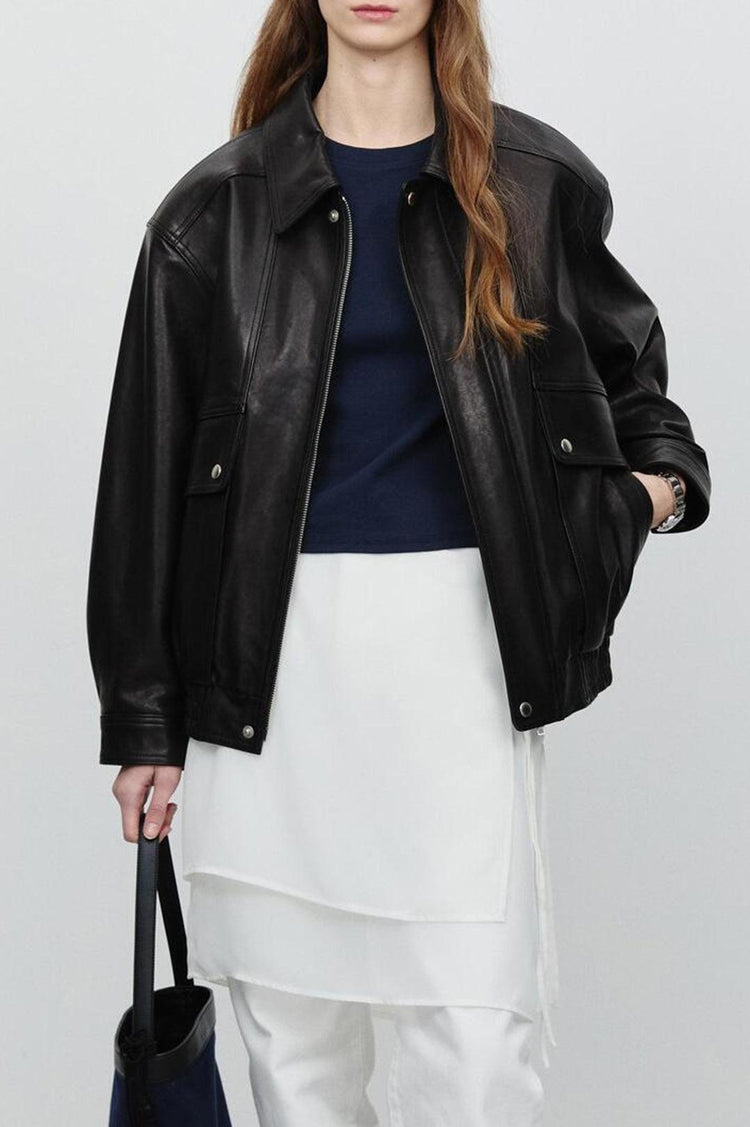 Dunst-Unisex oversized vintage leather blouson black-dgallerystore