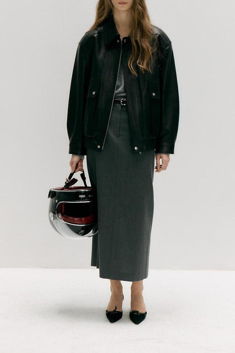 Dunst-Unisex oversized vintage leather blouson black-dgallerystore