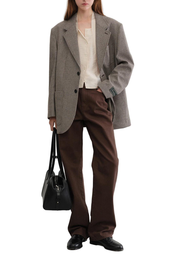 Dunst-Unisex oversized wool blazer brown check-dgallerystore