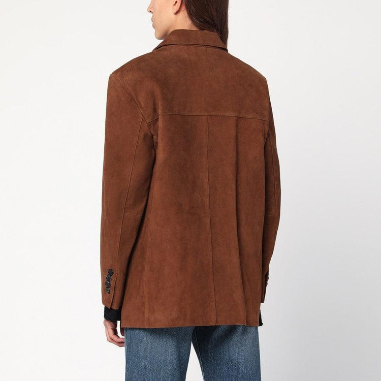 Dunst-Unisex suede tailored half jacket camel-dgallerystore