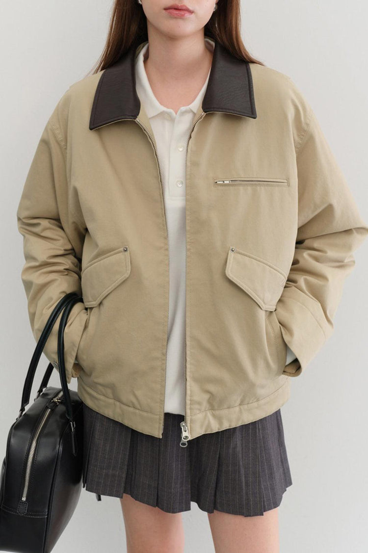 Dunst-Unisex vintage padded work jacket beige-dgallerystore