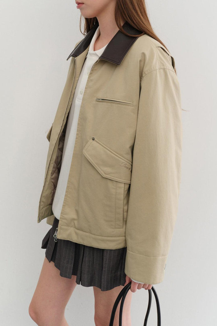 Dunst-Unisex vintage padded work jacket beige-dgallerystore