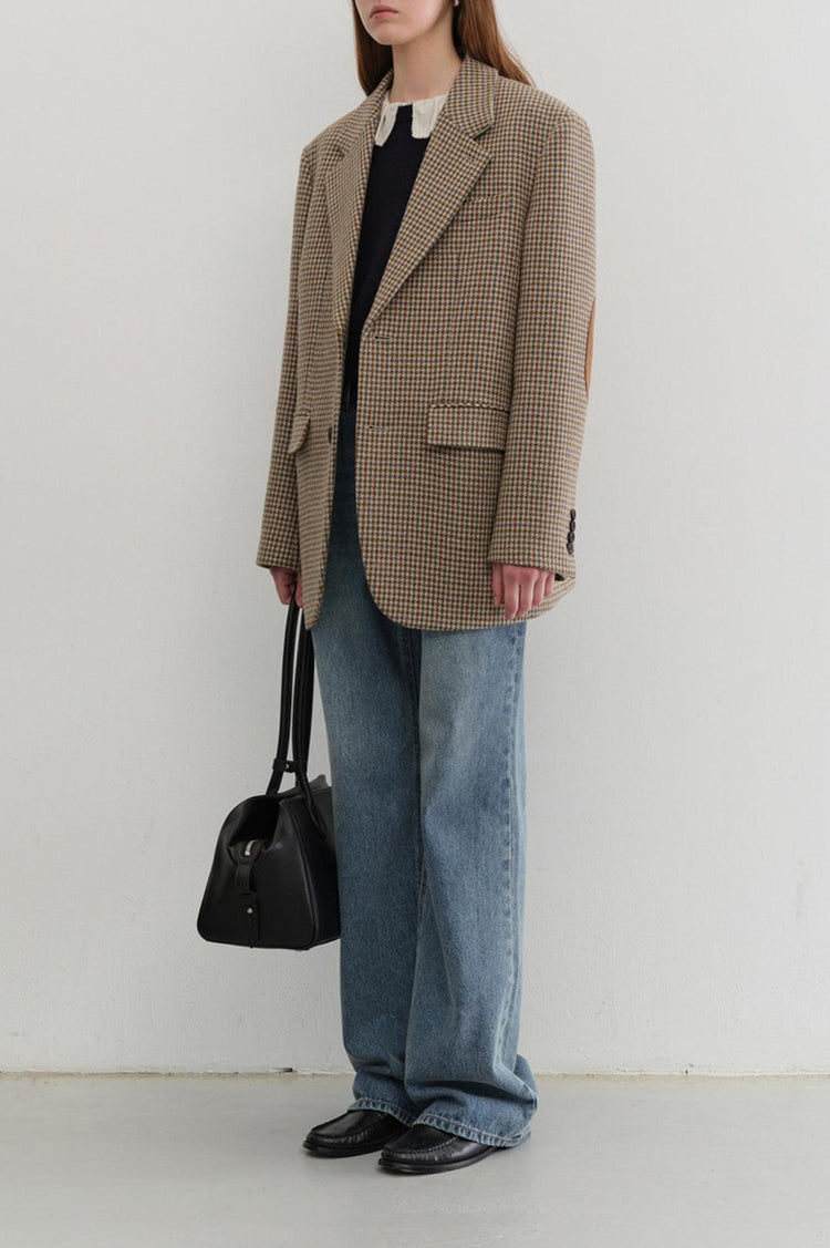 Dunst-Unisex vintage tailored wool blazer beige check-dgallerystore