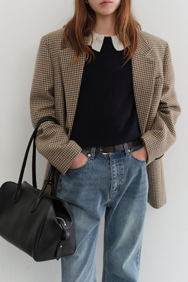 Dunst-Unisex vintage tailored wool blazer beige check-dgallerystore