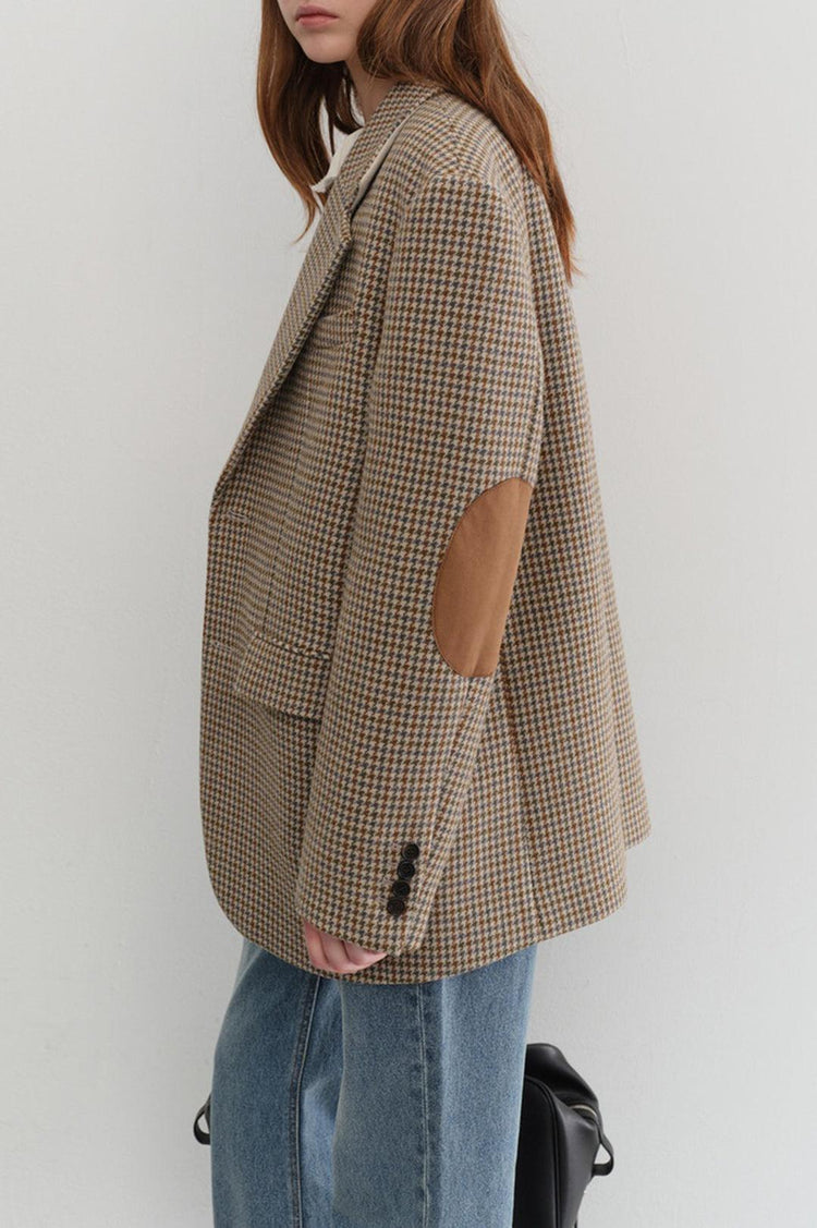 Dunst-Unisex vintage tailored wool blazer beige check-dgallerystore