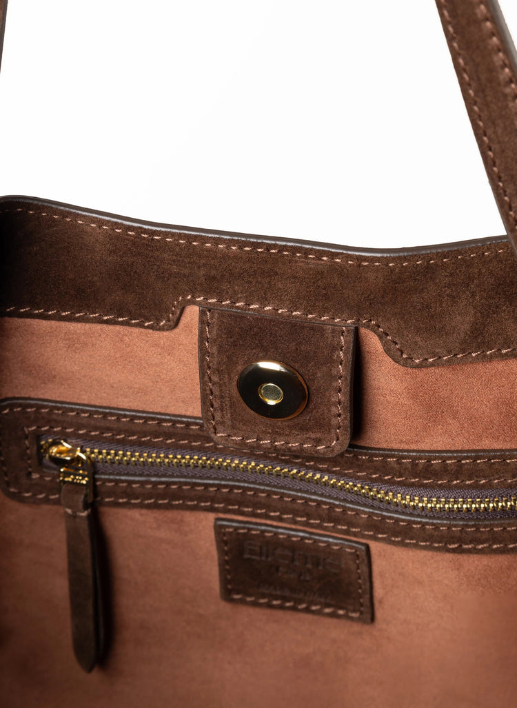 Elleme-Dimple Tote Suede Brownie-dgallerystore
