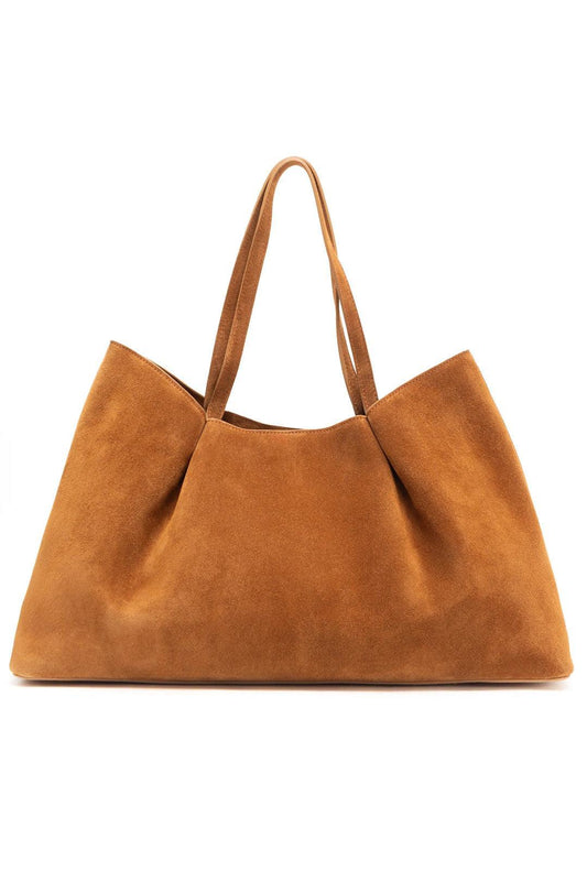 Elleme-Dimple tote suede cognac-dgallerystore