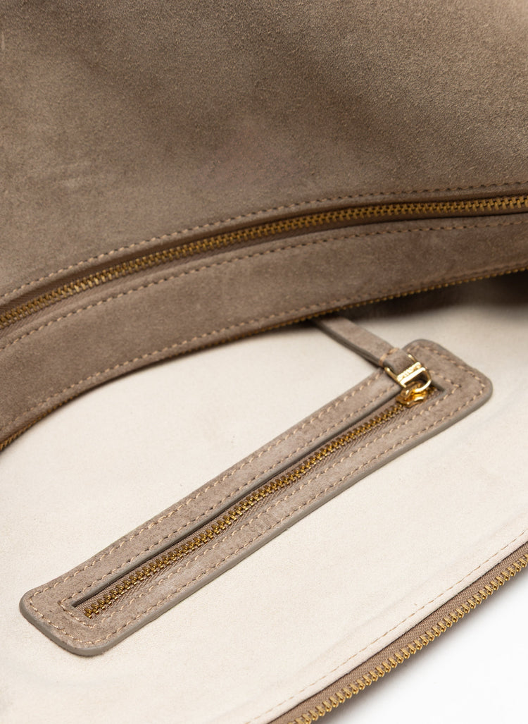 Elleme-Trousse large suede taupe-dgallerystore