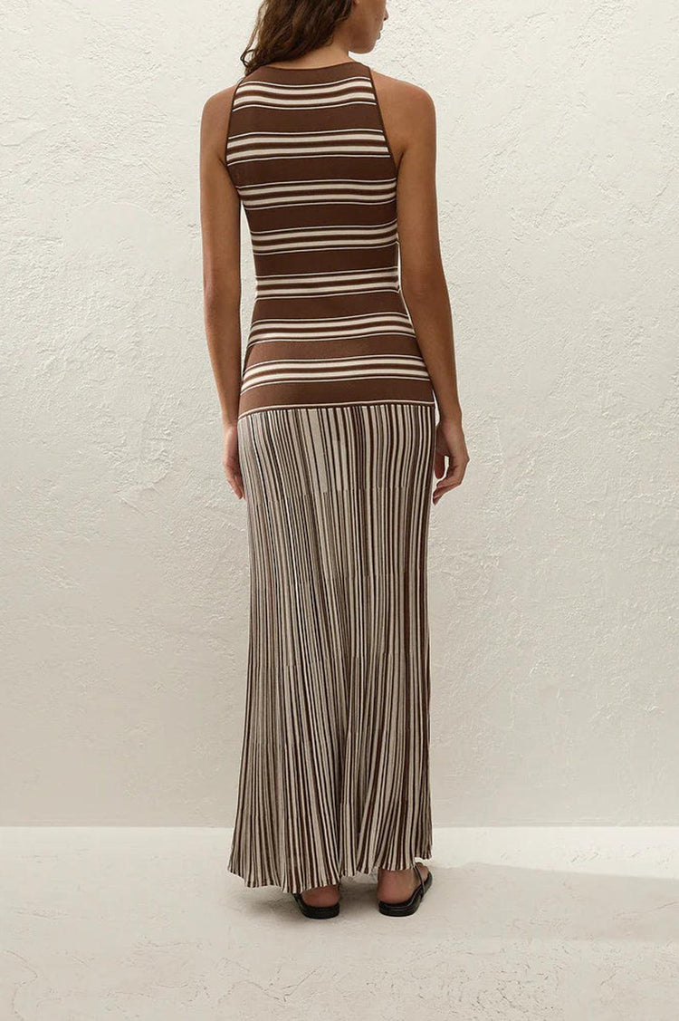 Faithfull-Tore maxi dress ombre stripe macro carob-dgallerystore