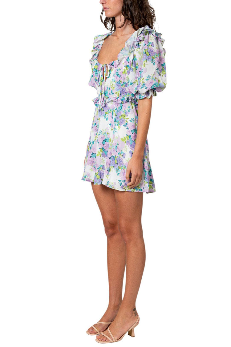 For Love And Lemons-Flower Print Mini Dress-dgallerystore