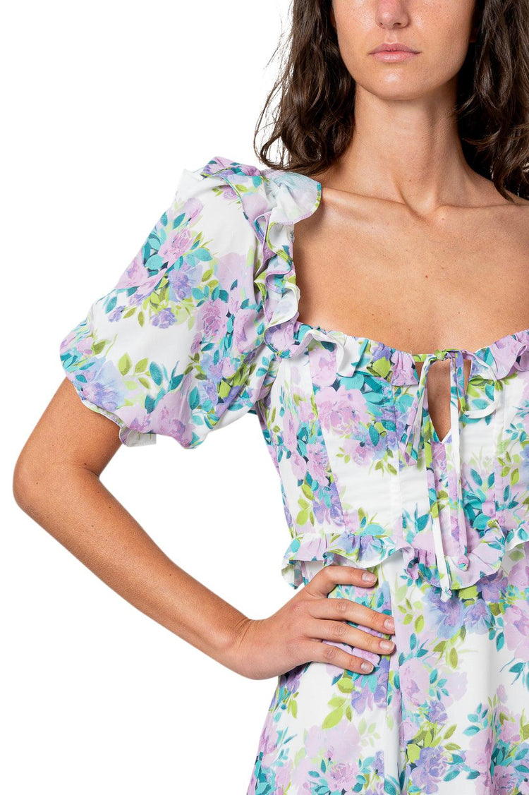 For Love And Lemons-Flower Print Mini Dress-dgallerystore