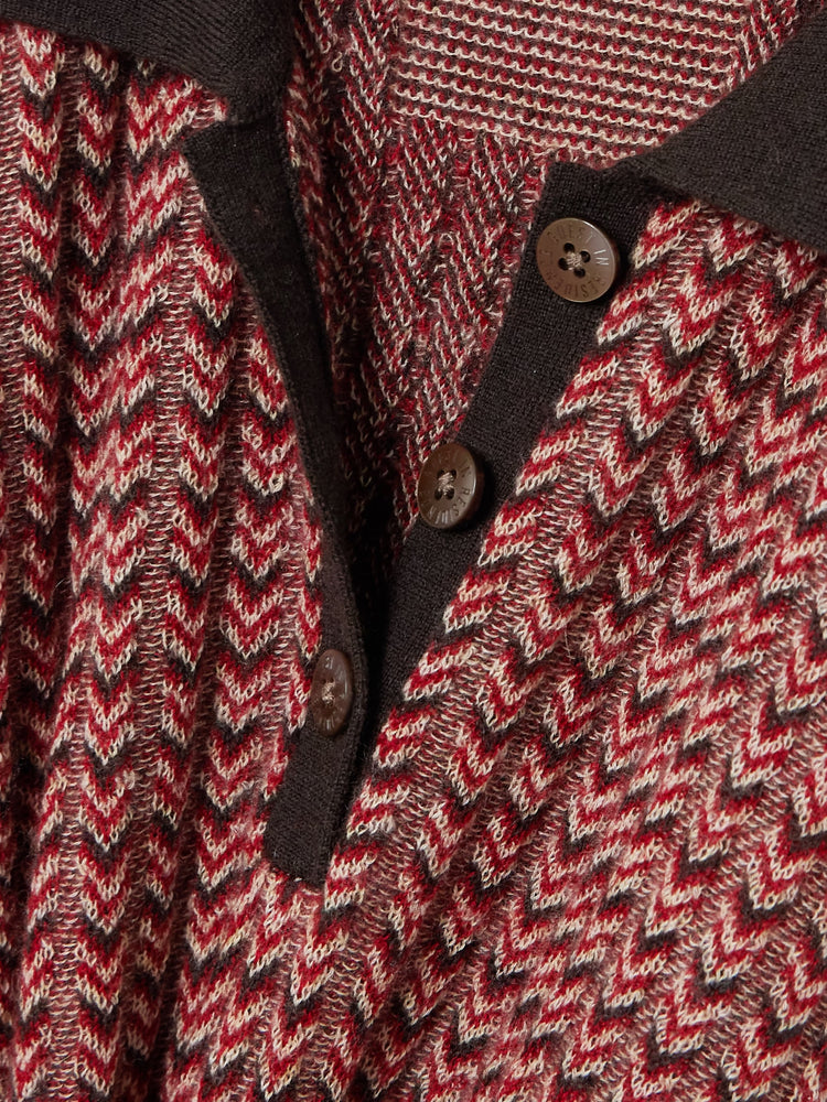 Guest In Residence-Chevron L/S Shrunken Polo Burnt Cocoa-dgallerystore