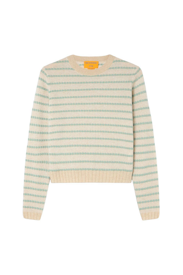 Guest In Residence-Pebble stripe shrunken crew sandstone combo-dgallerystore