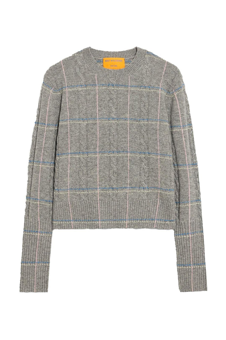 Guest In Residence-Shrunken check crew heather grey combo-dgallerystore