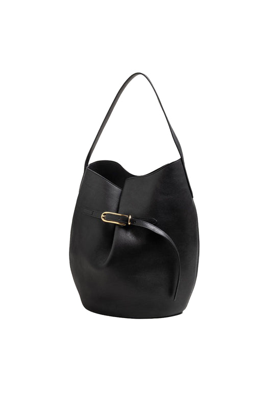 Liffner-Belted bucket bag large black vintage leather-dgallerystore