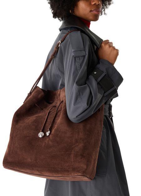 Liffner-Charm bucket cow suede dark brown-dgallerystore