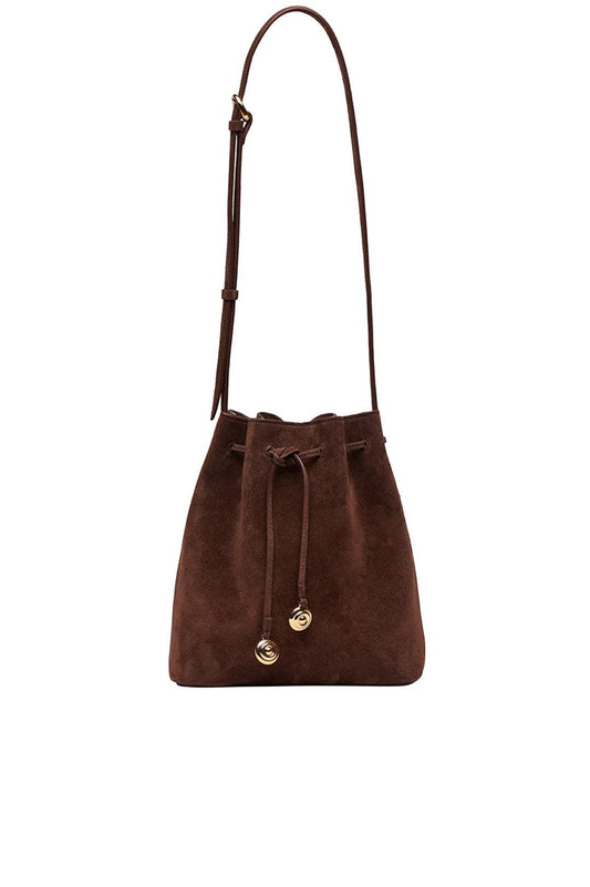 Liffner-Charm bucket small dark brown suede-dgallerystore
