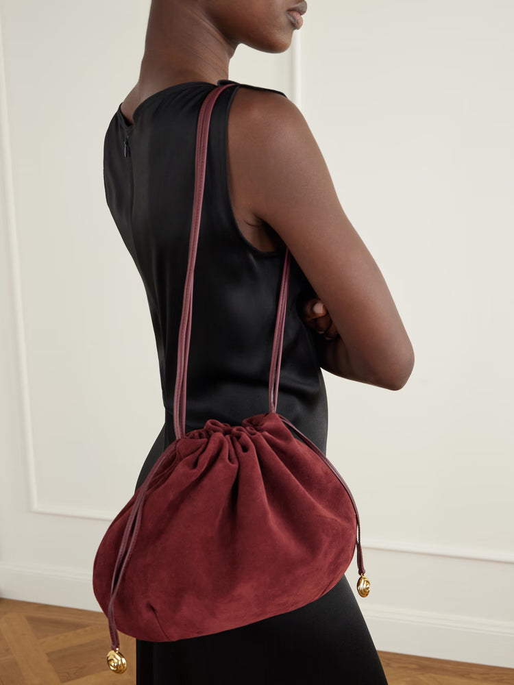 Liffner-Charm pouch suede burgundy-dgallerystore